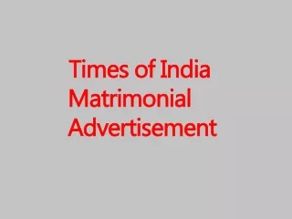 Times of India matrimonial advertisement