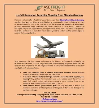 useful information regarding shipping from china