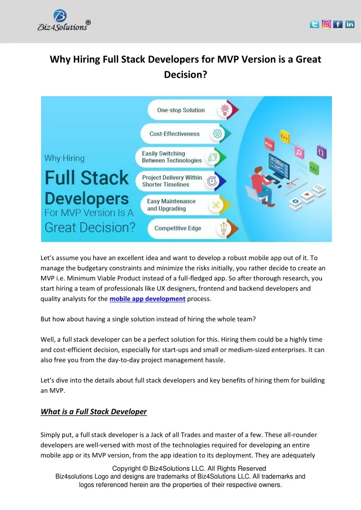 why hiring full stack developers for mvp version