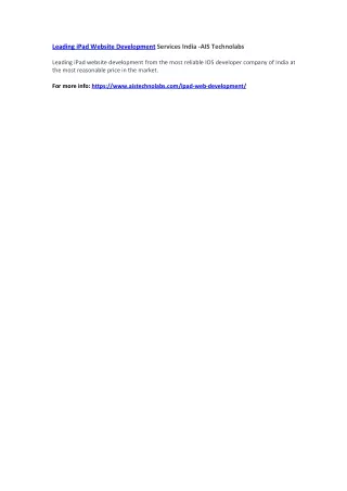 leading ipad website development services india