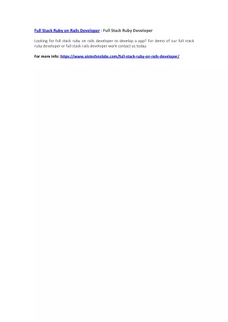 full stack ruby on rails developer full stack