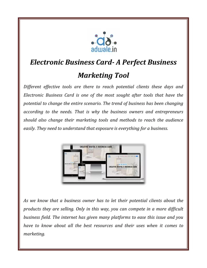 electronic business card a perfect business