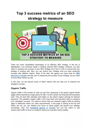 top 3 success metrics of an seo strategy