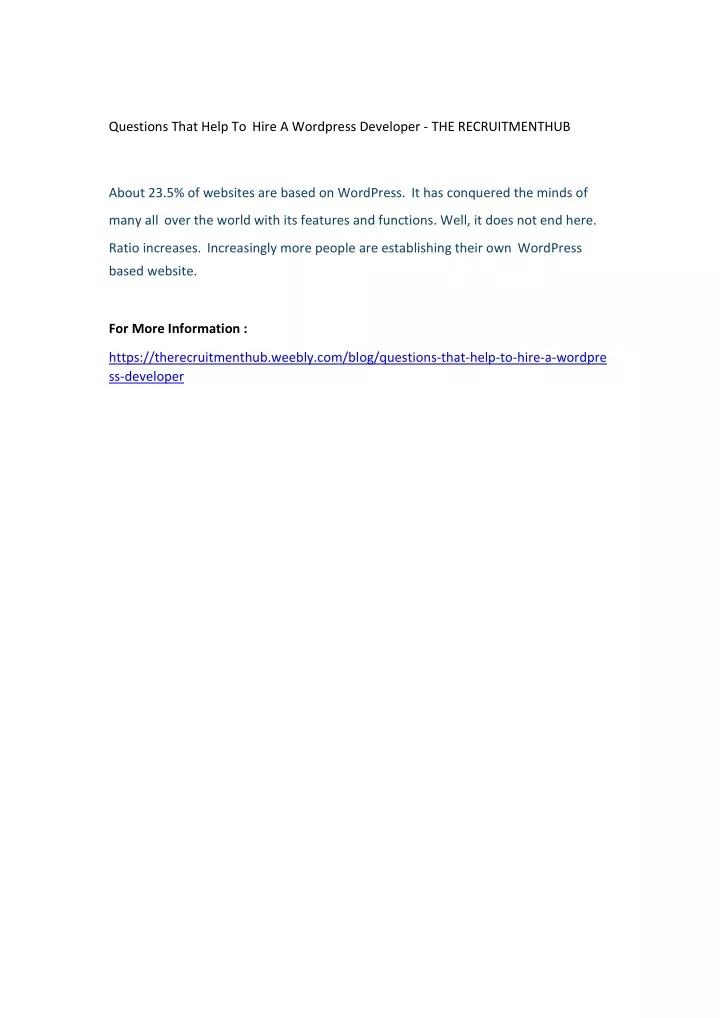 questions that help to hire a wordpress developer
