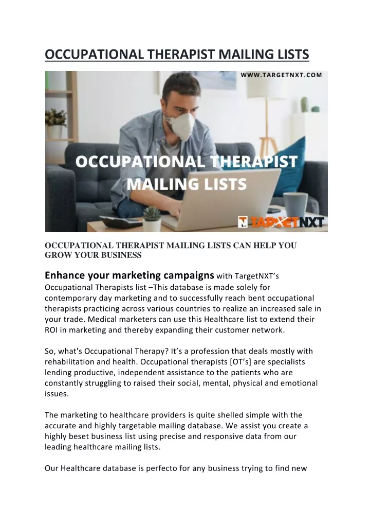 occupational therapist mailing lists