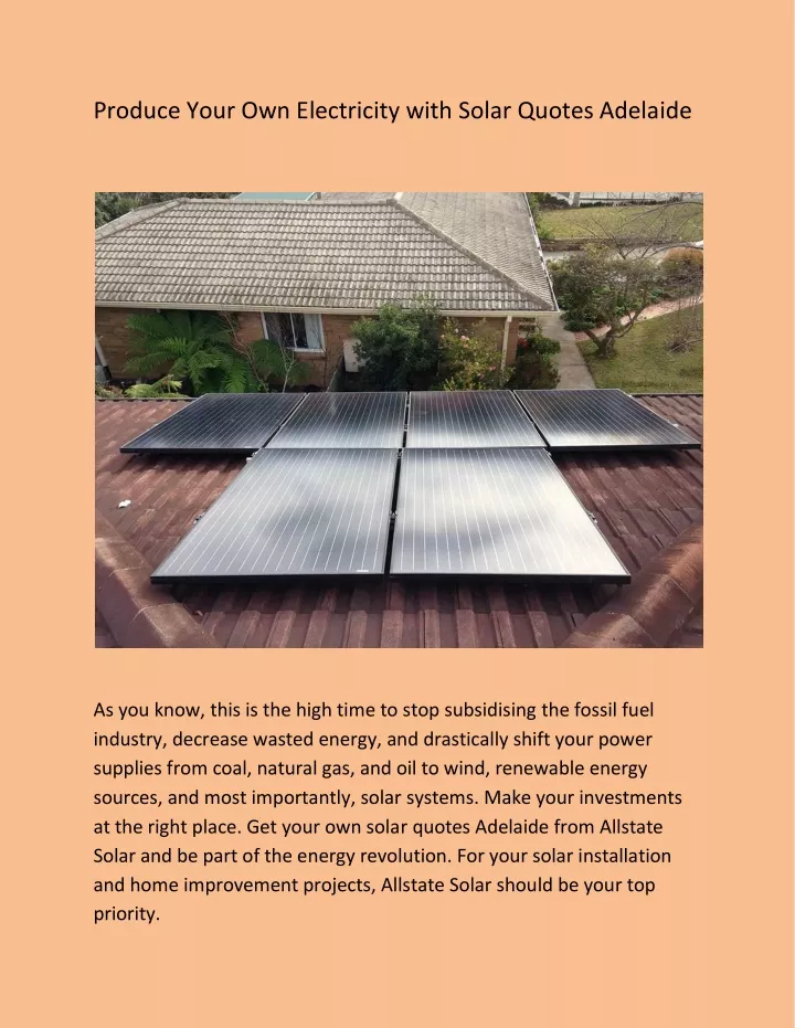 produce your own electricity with solar quotes