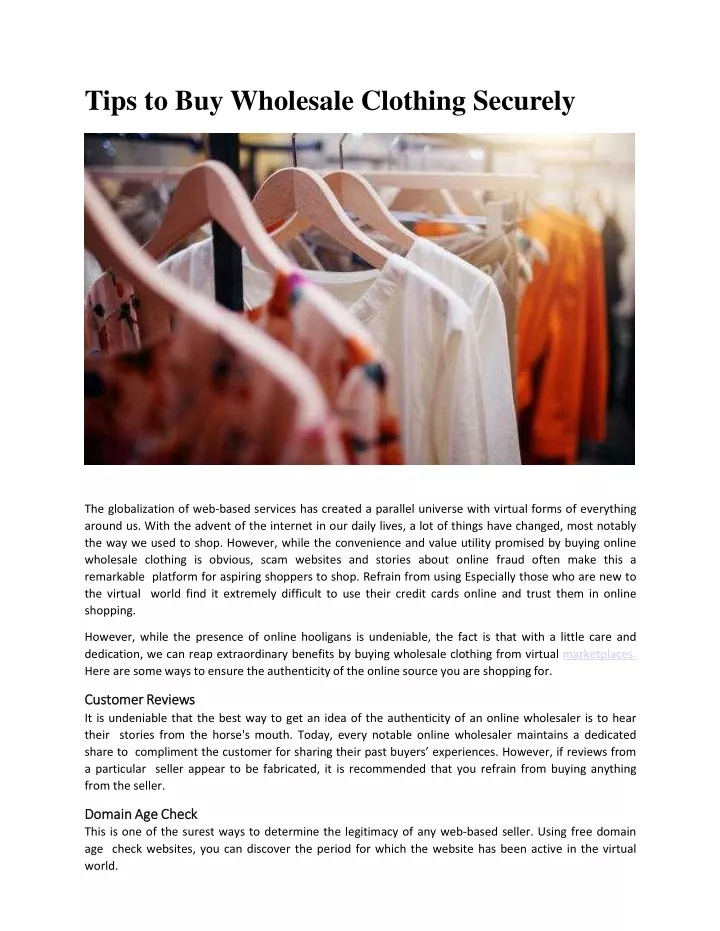 tips to buy wholesale clothing securely