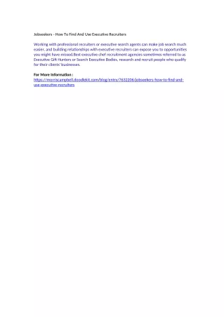 jobseekers how to find and use executive