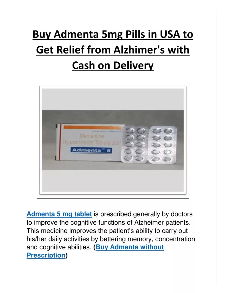buy admenta 5mg pills in usa to get relief from