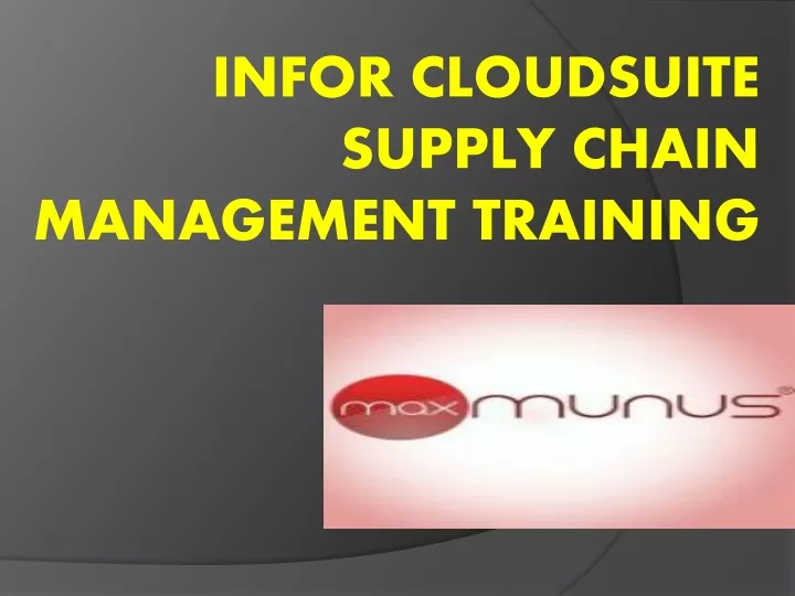 infor cloudsuite supply chain management training