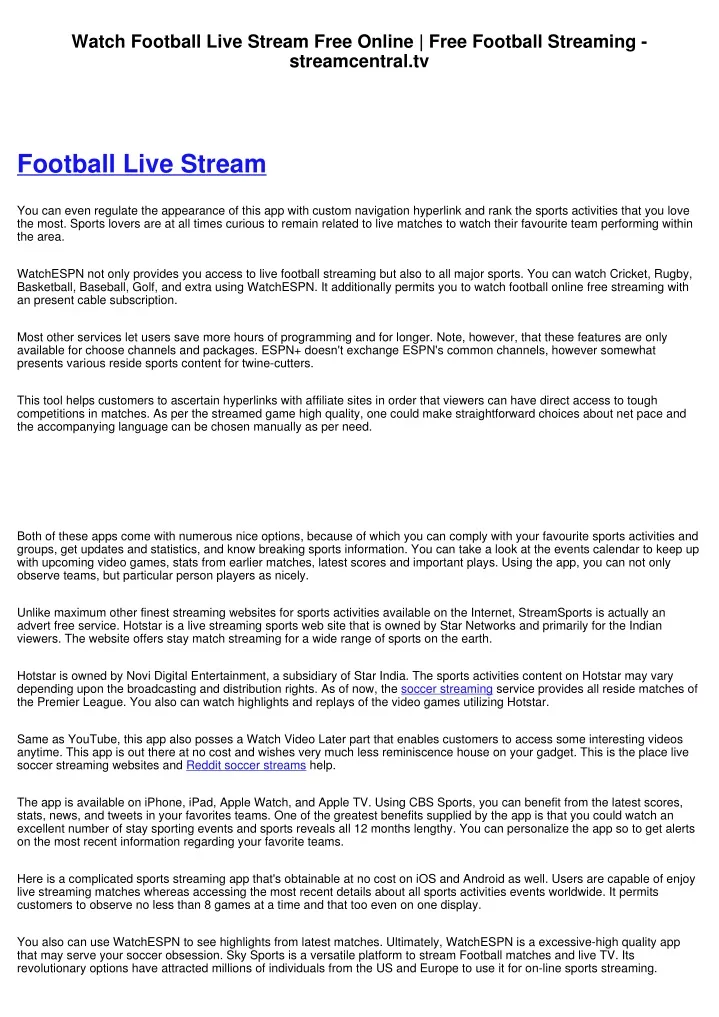 watch football live stream free online free