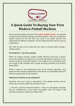 a quick guide to buying your first modern pinball