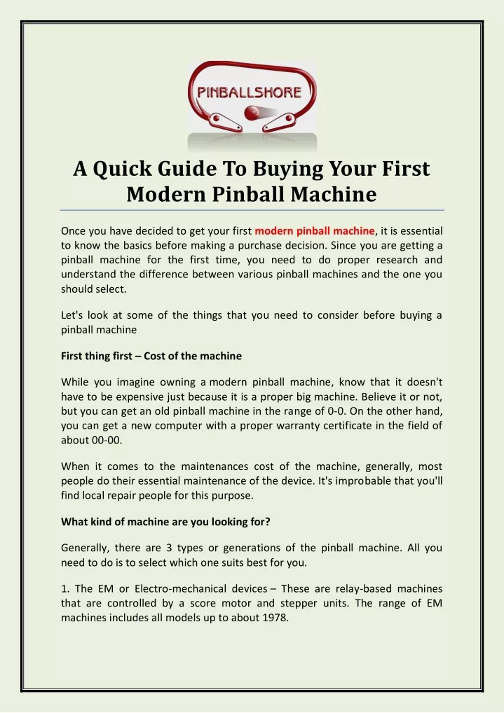 a quick guide to buying your first modern pinball