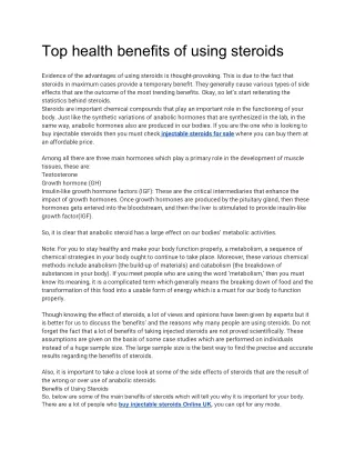 top health benefits of using steroids