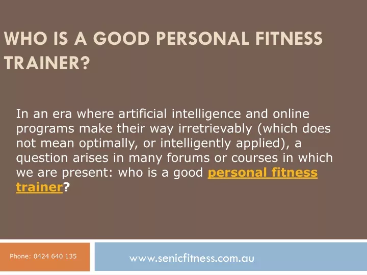 who is a good personal fitness trainer