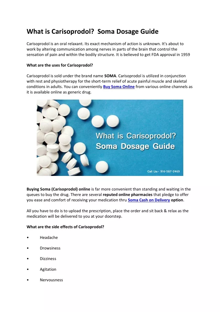 what is carisoprodol soma dosage guide