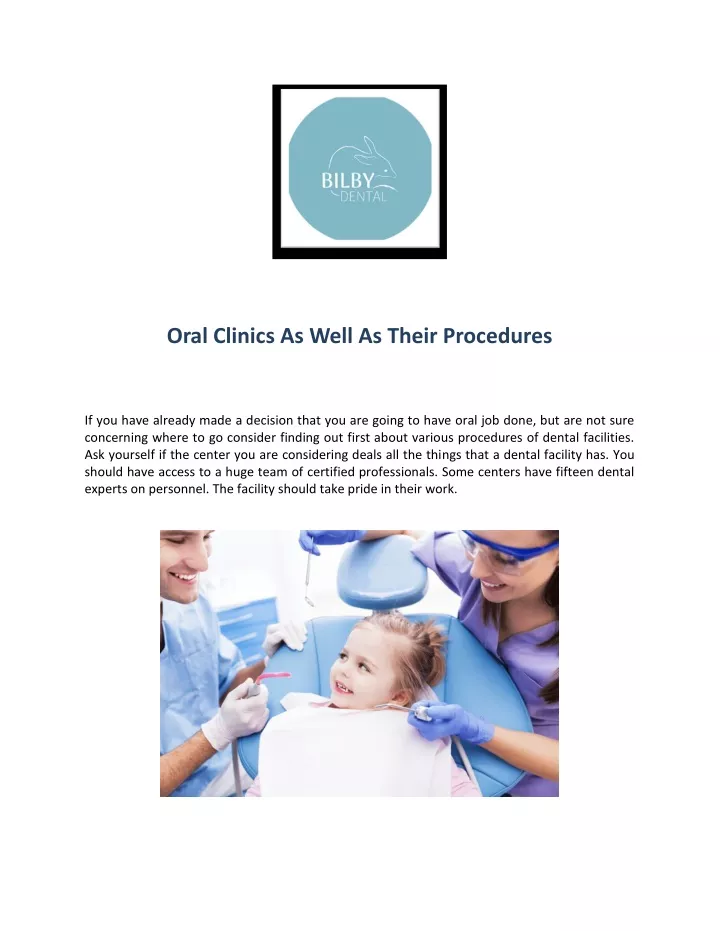 oral clinics as well as their procedures