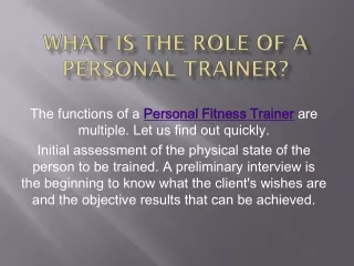 What Is The Role Of A Personal Trainer?