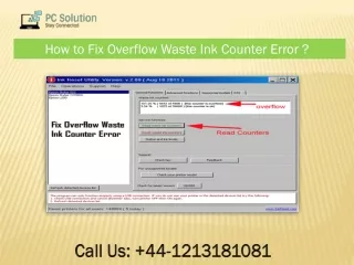 how to fix overflow waste ink counter error
