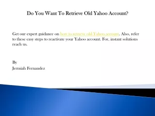 do you want to retrieve old yahoo account