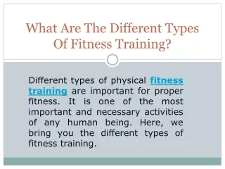 What Are The Different Types Of Fitness Training?