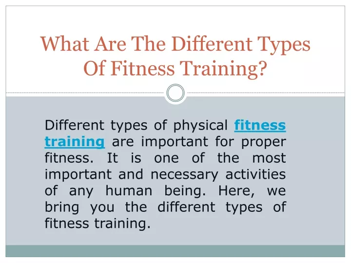 what are the different types of fitness training
