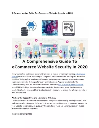 A Comprehensive Guide To eCommerce Website Security In 2020 - CSSChopper