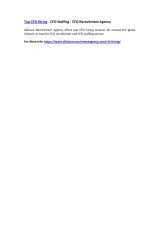 top cfo hiring cfo staffing cfo recruitment agency