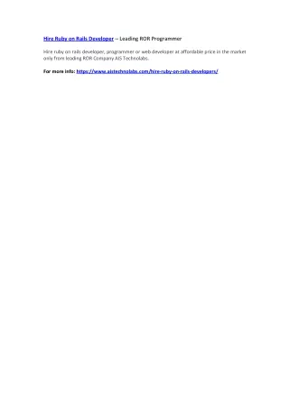 hire ruby on rails developer leading