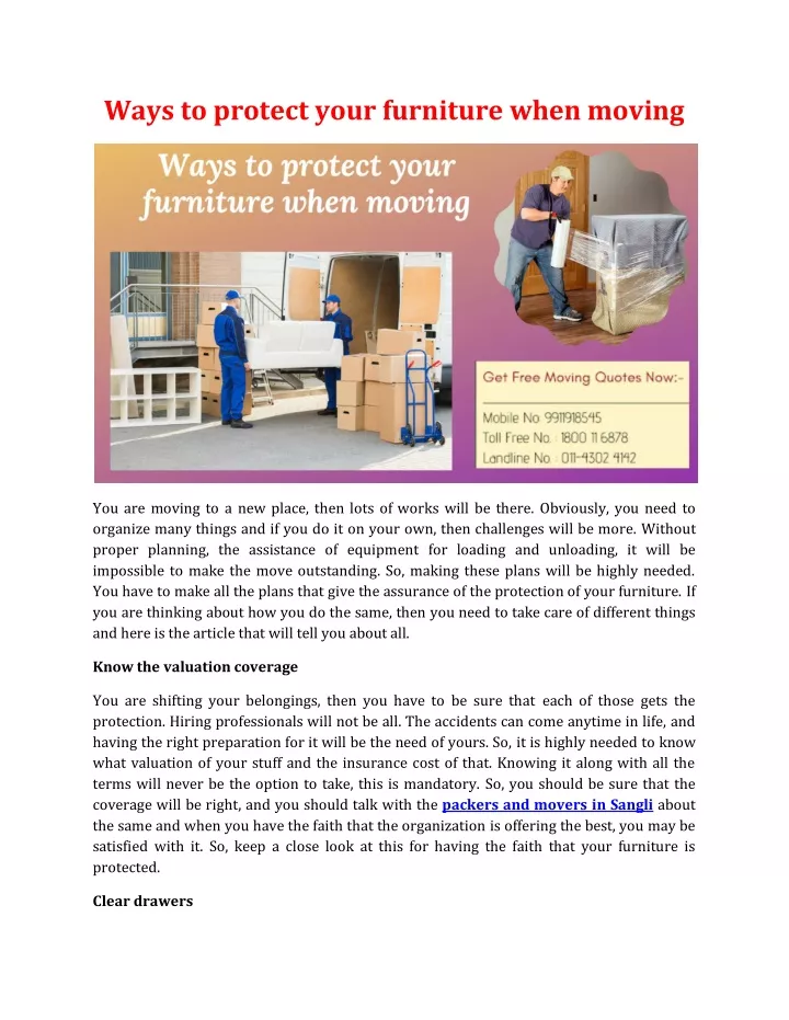 ways to protect your furniture when moving