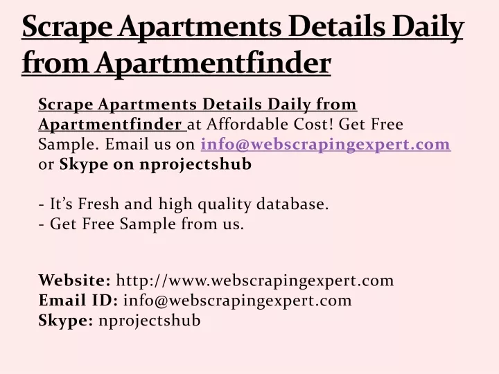 scrape apartments details daily from apartmentfinder