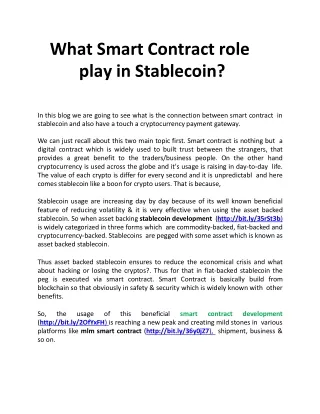 What Smart Contract role play in Stablecoin