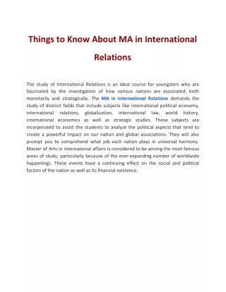 things to know about ma in international