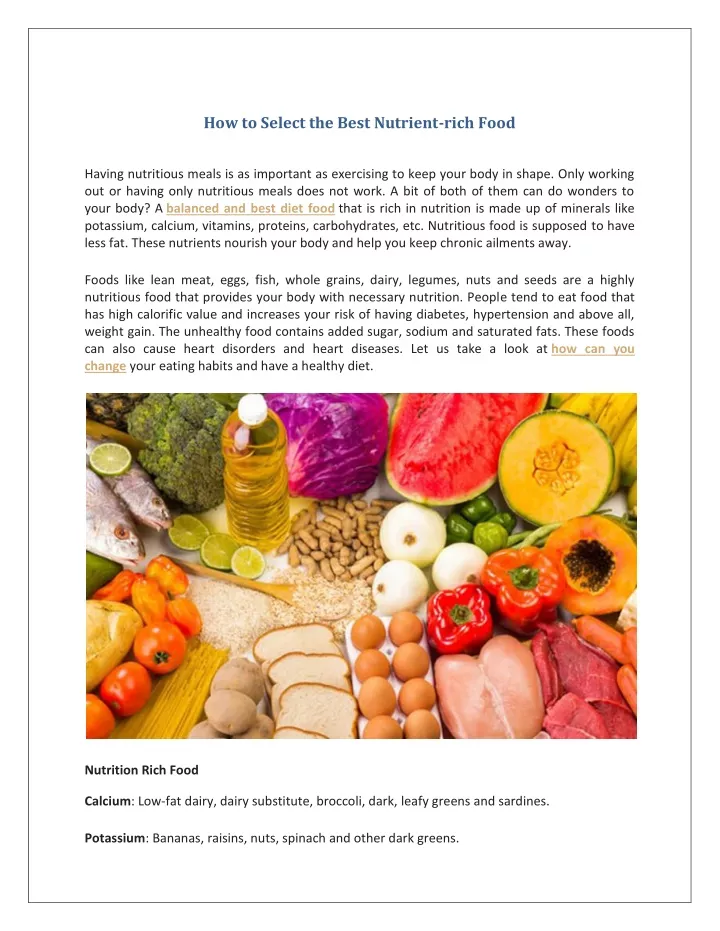 how to select the best nutrient rich food