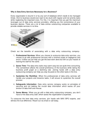 why is data entry services necessary