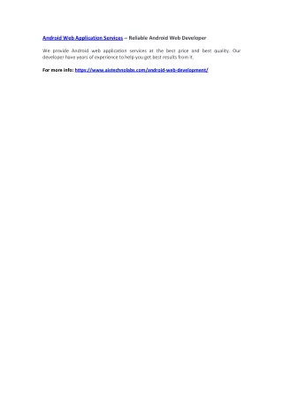 android web application services reliable android