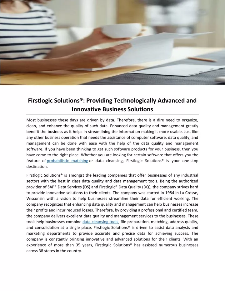 firstlogic solutions providing technologically