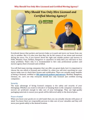 why should you only hire licensed and certified