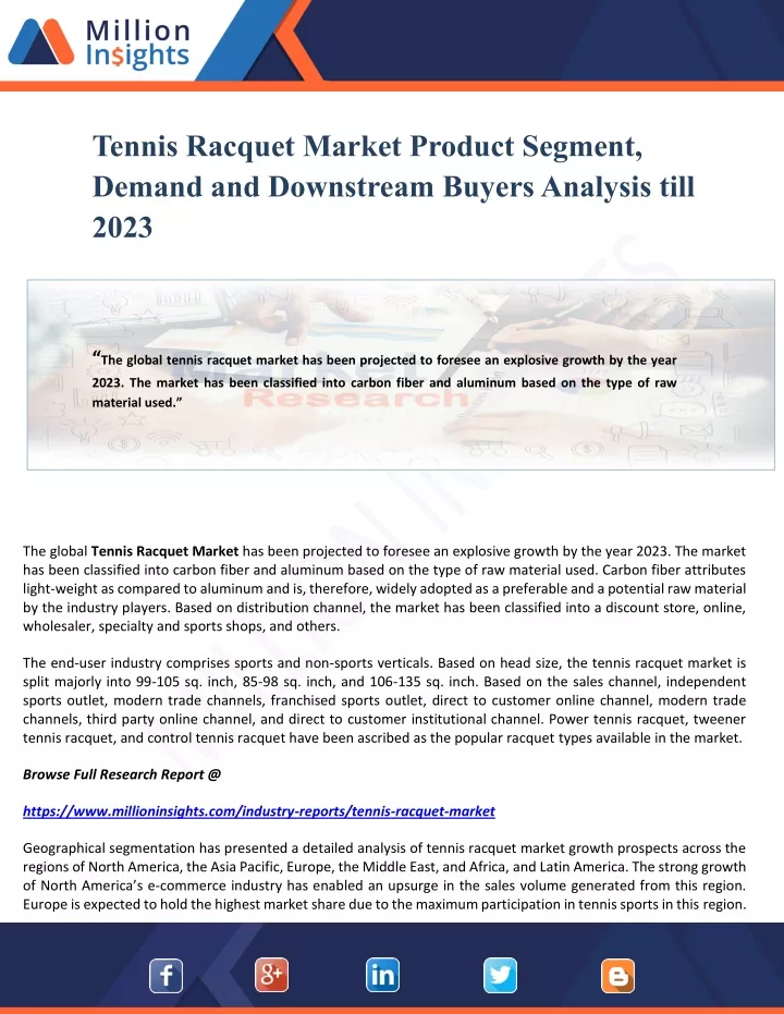 tennis racquet market product segment demand