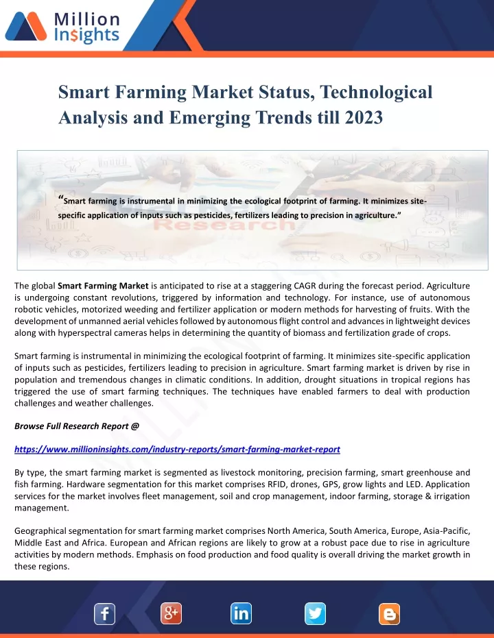 smart farming market status technological
