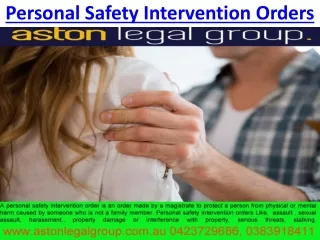 personal safety intervention orders