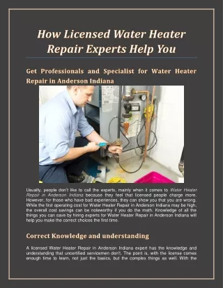 How Licensed Water Heater Repair Experts Help You
