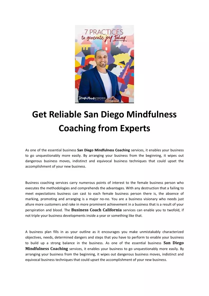 get reliable san diego mindfulness coaching from