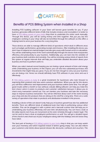 Benefits of POS Billing System when Installed in a Shop
