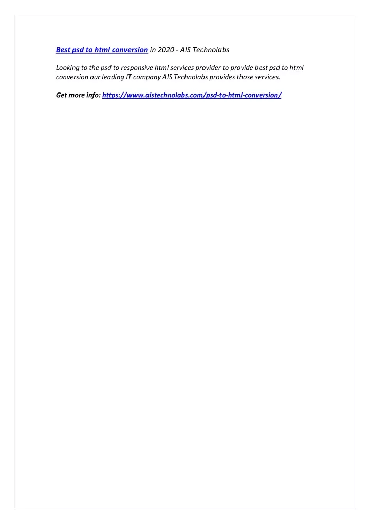 best psd to html conversion in 2020 ais technolabs