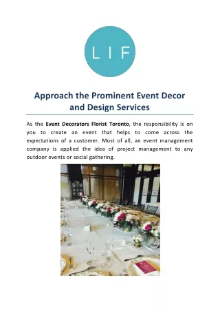 Approach the Prominent Event Decor and Design Services
