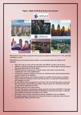 OPISAS - High-Yield Real Estate Investments