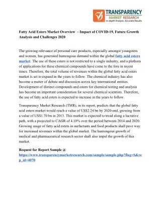 fatty acid esters market overview impact of covid