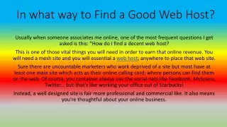 in what way to find a good web host