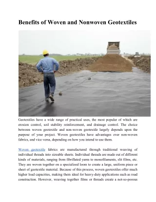 benefits of woven and nonwoven geotextiles